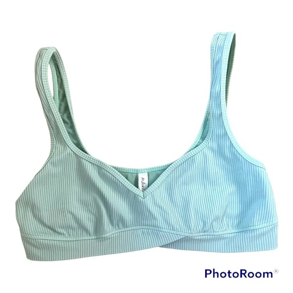 FOR Love & Lemons Ella Bra  Blue Ribbed Knit Wireless sports bra - Picture 6 of 6